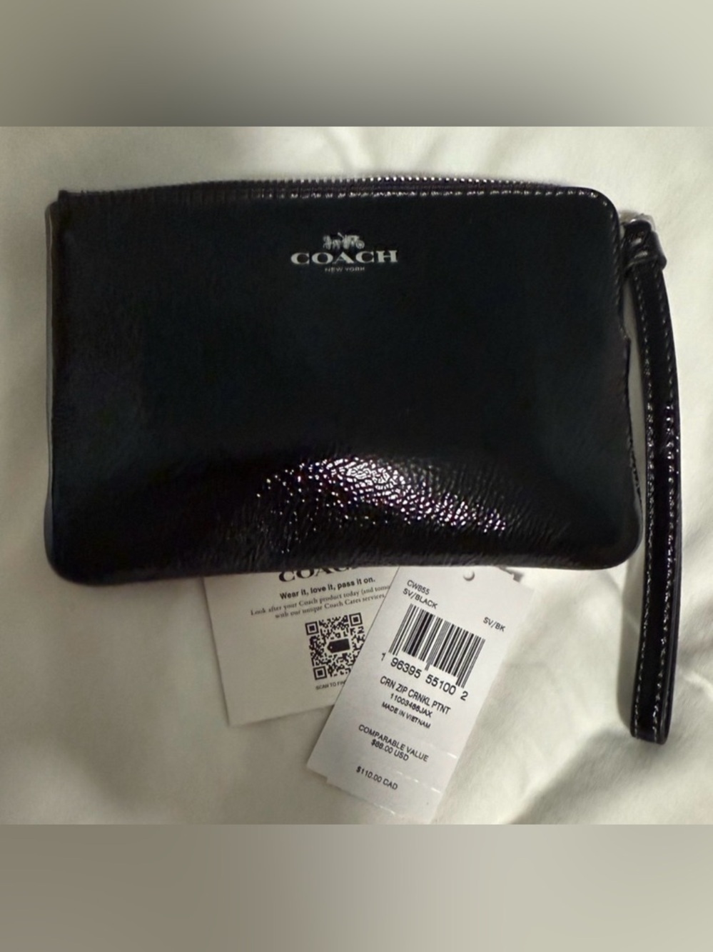 Coach Black Patent Leather Wristlet! NWT
